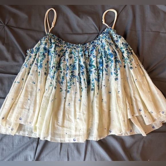 Free People Intimately Instant Crush Printed Tank in Ivory Blue Flowers - Picture 5 of 7